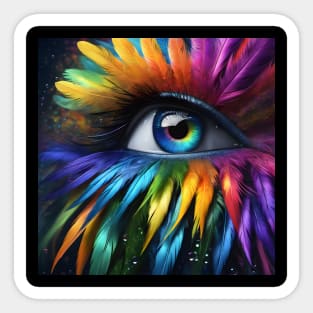 Rainbow Feather Eye Sticker